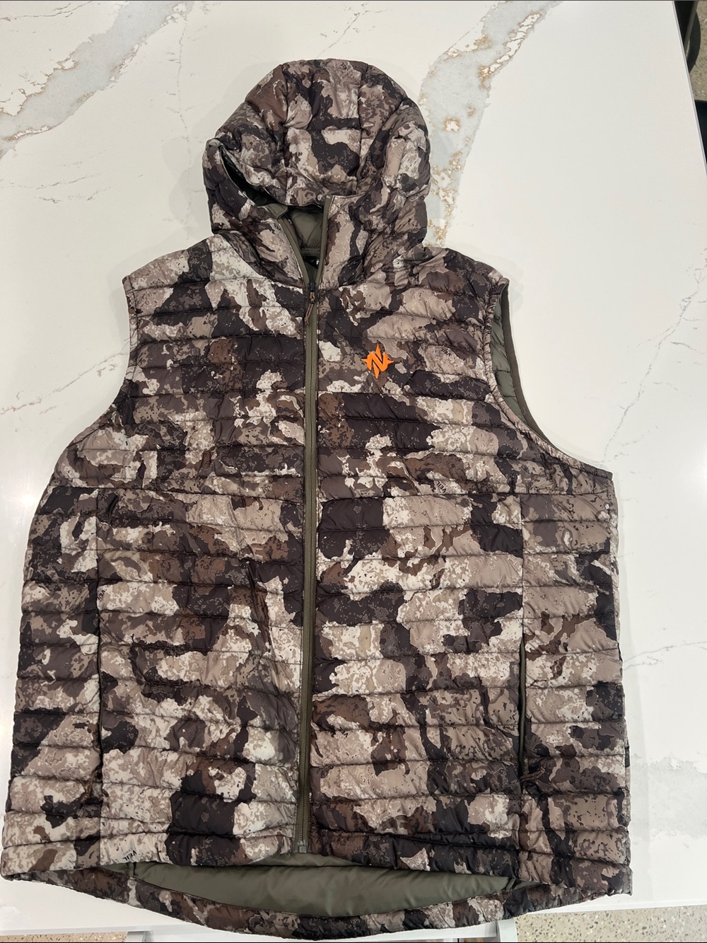 Nomad Olive Green Quilted Hooded Jacket with Brown Camo Hood